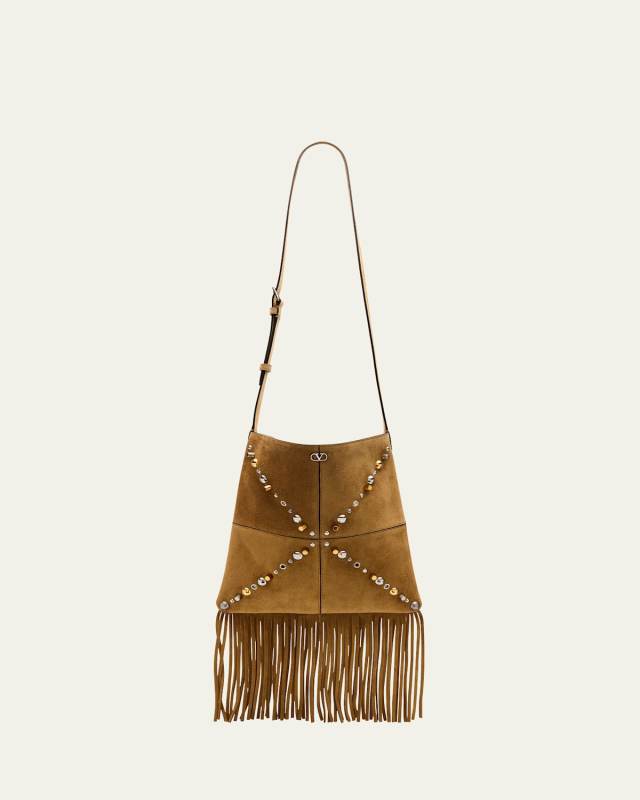 Nellcote Fringe Stud Suede Crossbody Bag